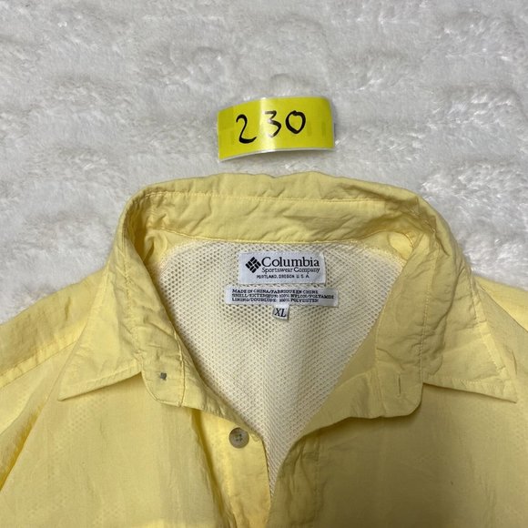 Columbia PFG Fishing Shirt Men's Yellow XL Nylon Short Sleeve Pockets Button-Up - Picture 11 of 11